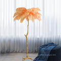 Luxury modern light antique corner decorative ostrich feathers LED standing floor lamps